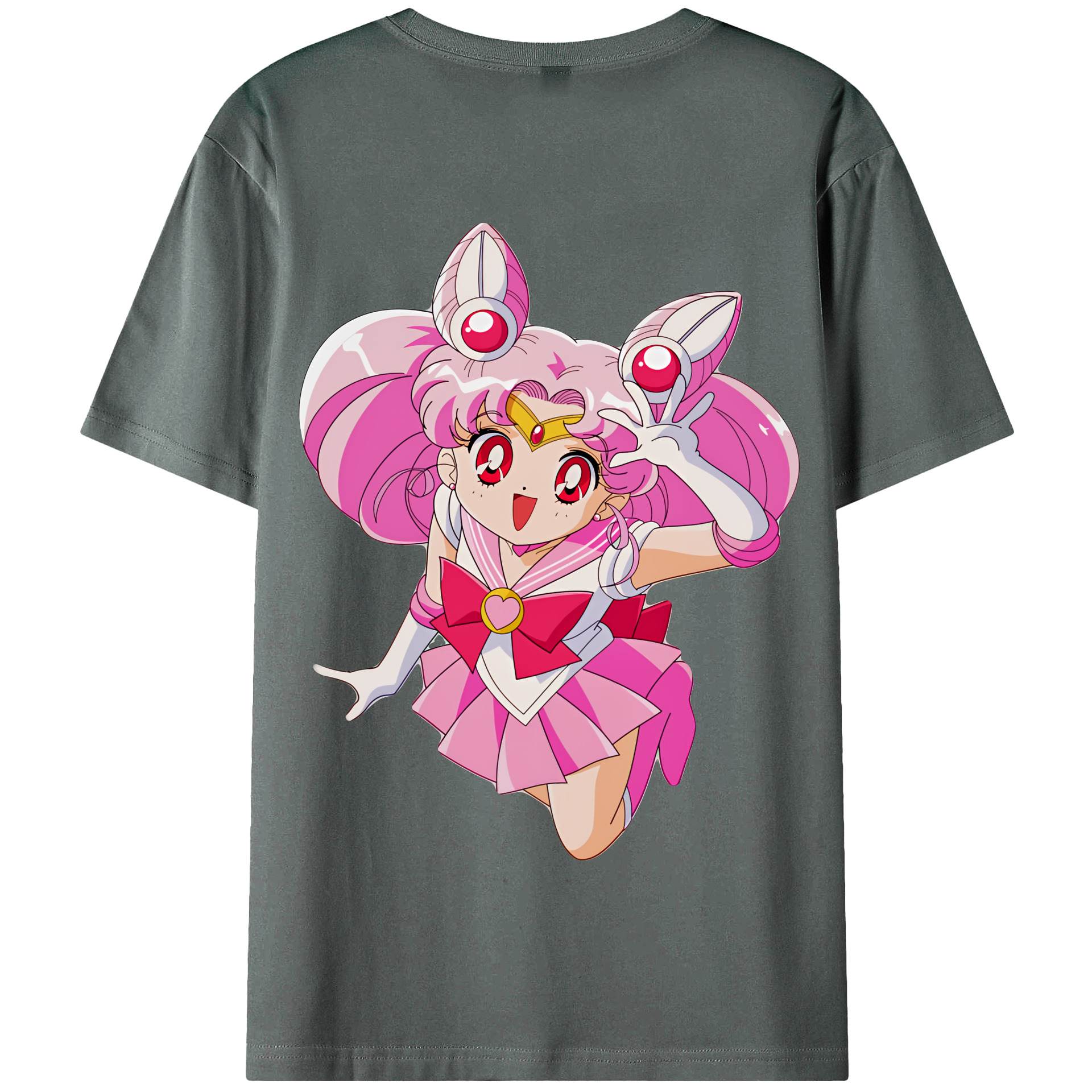 （画像用） 美少女戦士セーラームーン ちびうさ Sailor Moon Chibiusa Tsukino Usagi Small Lady Serenity 綿100％半袖Tシャツ（背面プリント）
